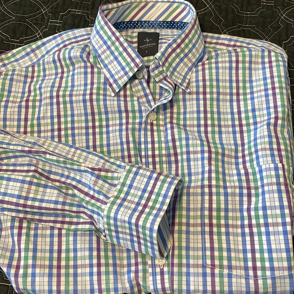 Tailorbyrd gingham long sleeve button down shirt